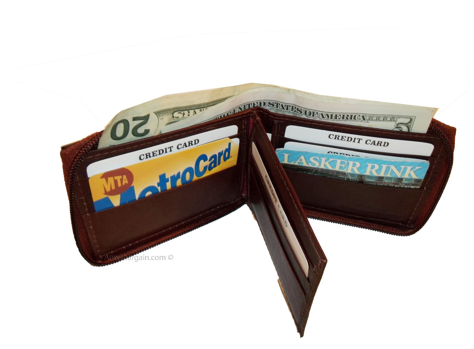 Men’s Zip around wallet Leather wallet Center piece 9 credit card ID 2 Billfolds - Image 4