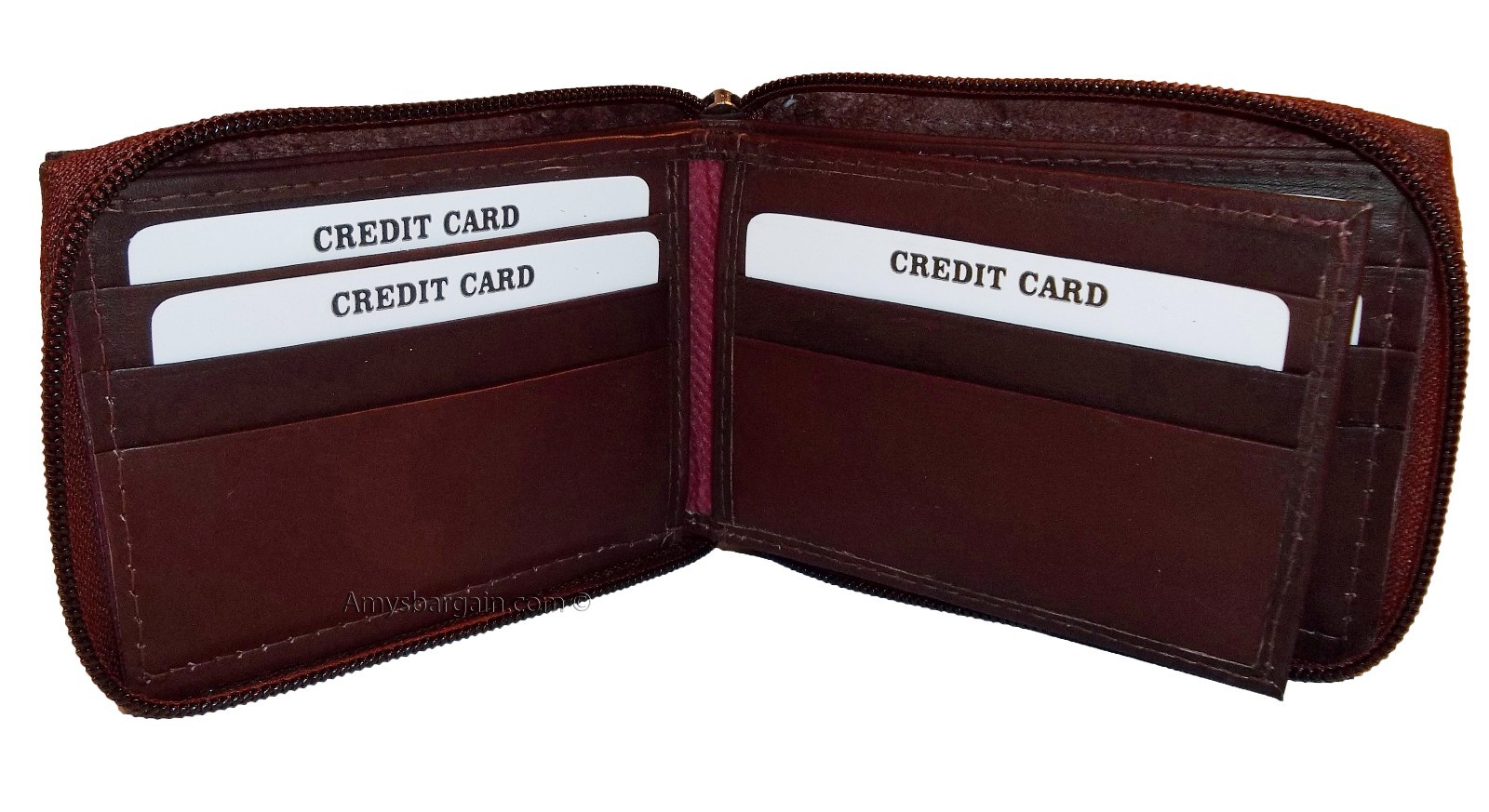 Men’s Zip around wallet Leather wallet Center piece 9 credit card ID 2 Billfolds - Image 8