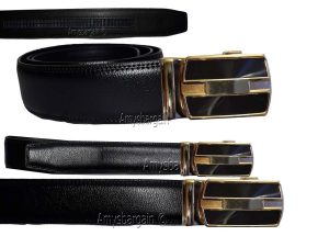 Men's belt. Leather Dress Belt Click Comfort. Automatic Lock Black Buckle up 50" - Image 6