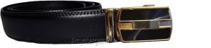 Men's belt. Leather Dress Belt Click Comfort. Automatic Lock Black Buckle up 50" - Image 8