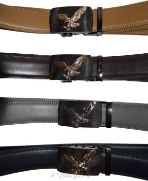 Men's belt leather dress casual automatic lock eagle buckle new quick lock belt - Image 8