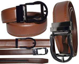 Men's leather belt dress/casual belt qick automatic lock track buckle up to 43" - Image 5