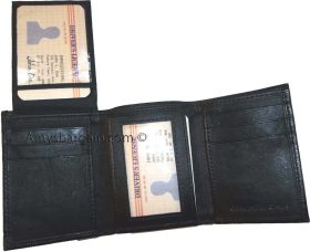 Men’s leather wallet Genuine Leather Trifold 6 card 2 ID 2 bill spaces