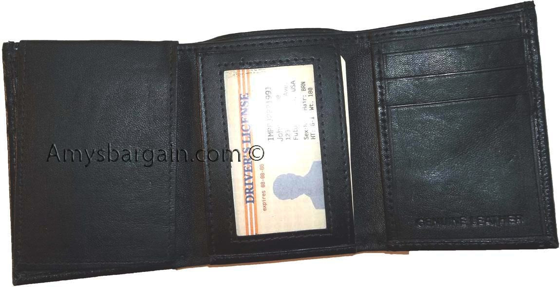 Men’s leather wallet Genuine Leather Trifold 6 card 2 ID 2 bill spaces - Image 3