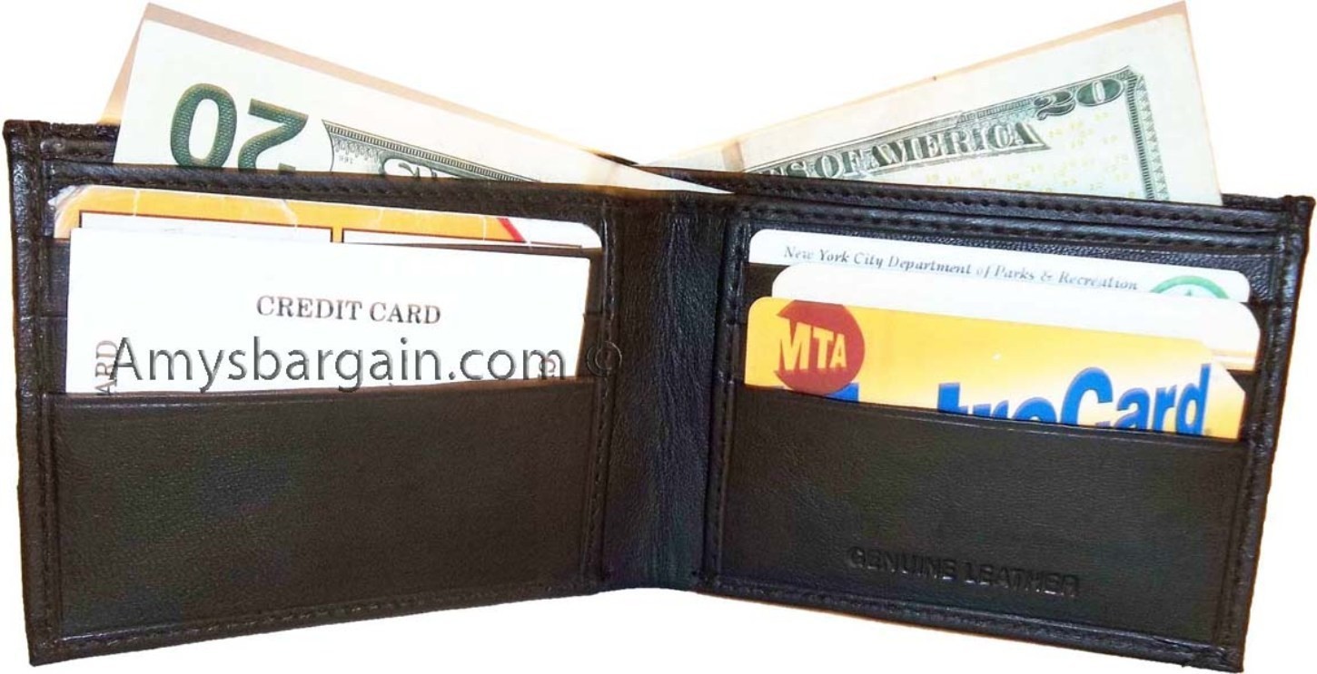Men's thin Leather Wallet 6 Credit card slots genuine leather 2 Bill spaces new - Image 3