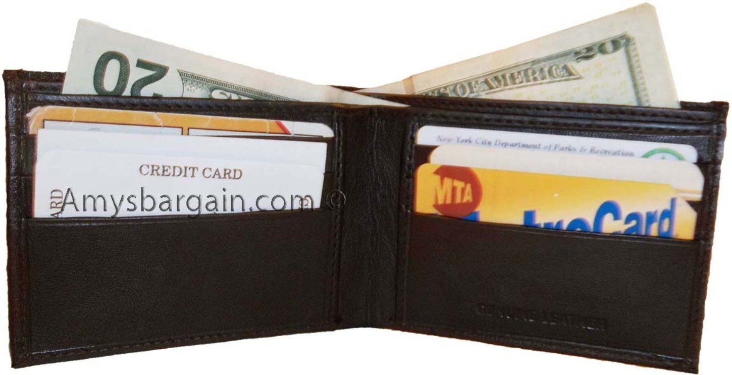Men's thin Leather Wallet 6 Credit card slots genuine leather 2 Bill spaces new - Image 4
