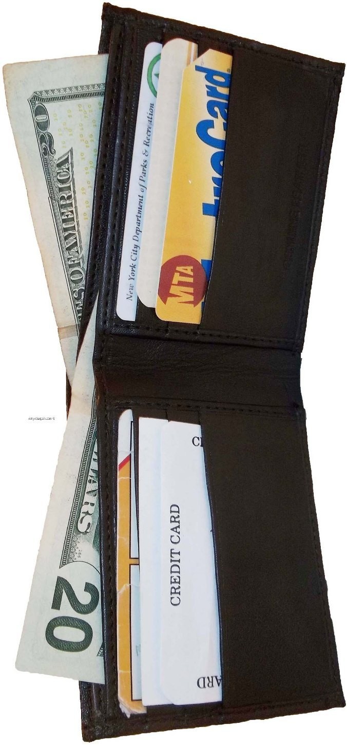 Men's thin Leather Wallet 6 Credit card slots genuine leather 2 Bill spaces new - Image 5