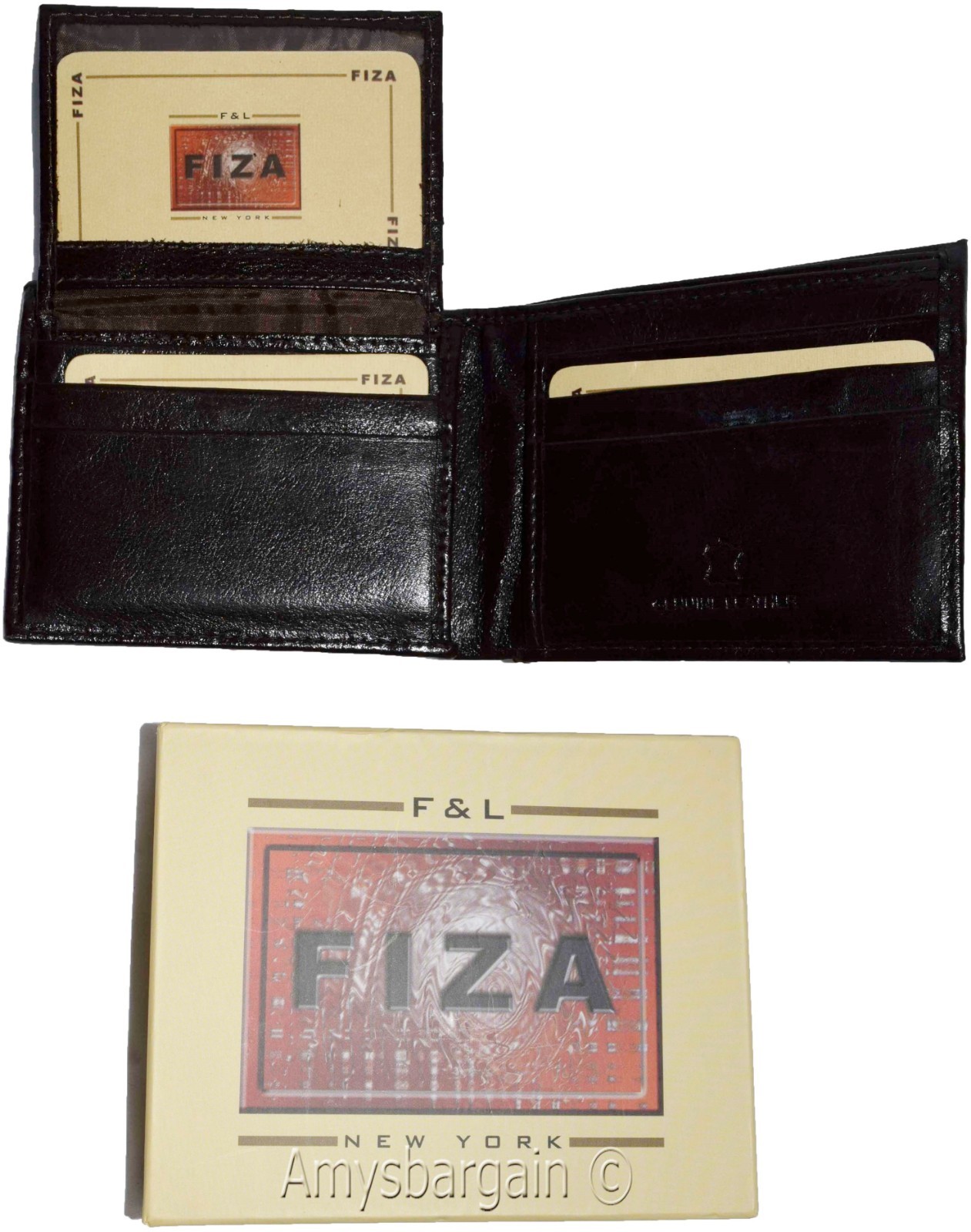 Men's wallet Billfold Leather Wallet 9 cards Brown Buff leather wallet in box - Image 4