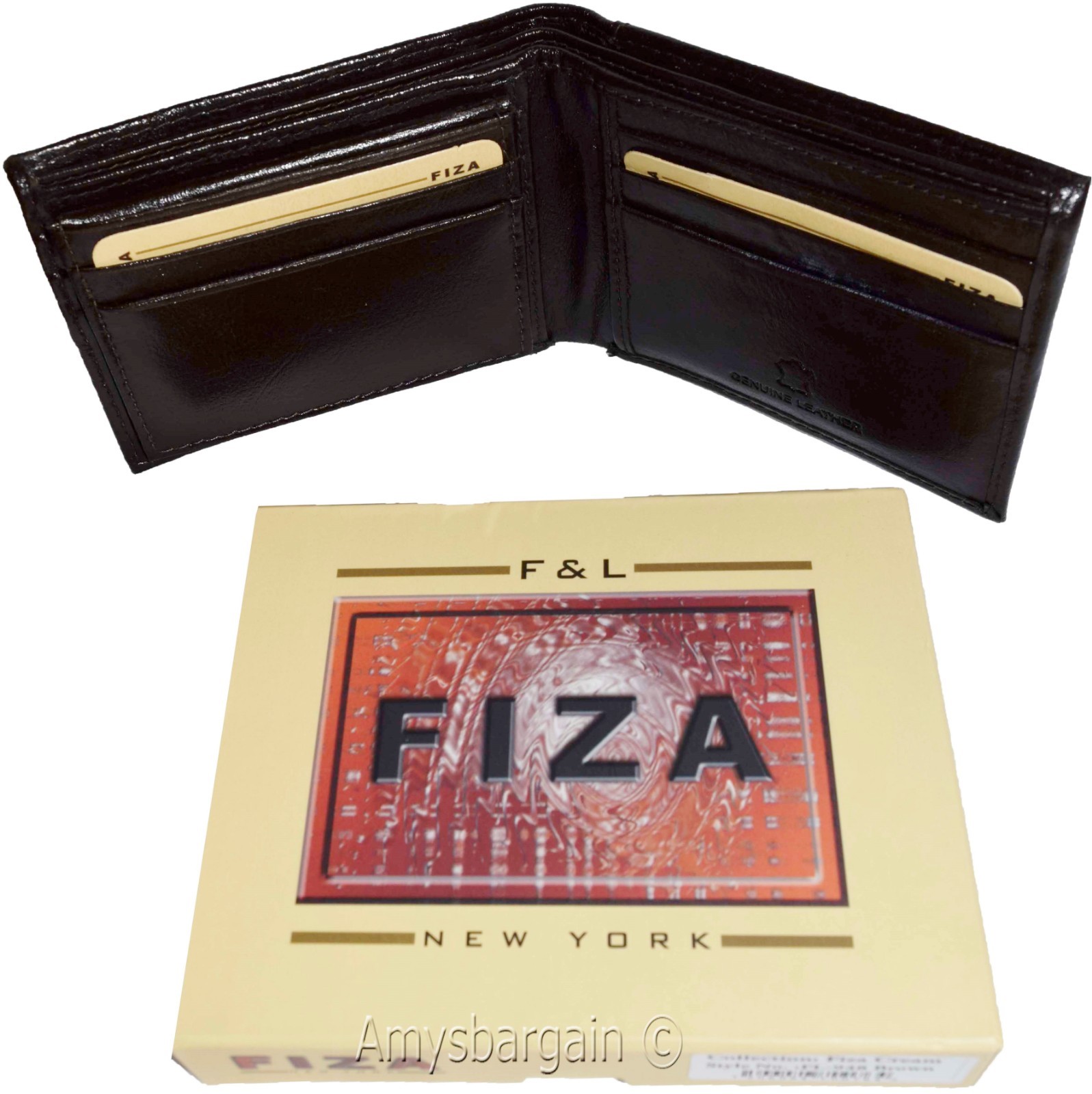 Men's wallet Billfold Leather Wallet 9 cards Brown Buff leather wallet in box - Image 5