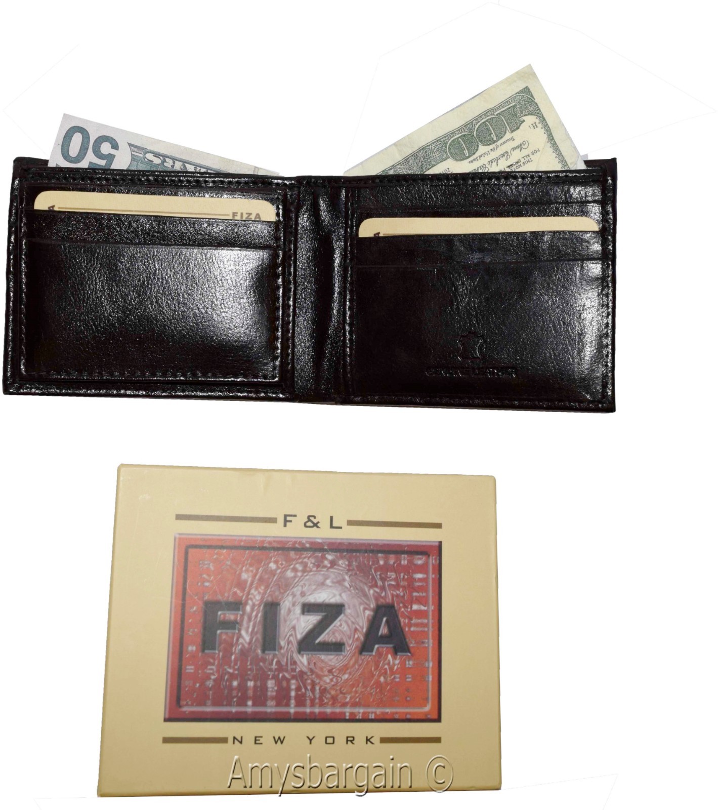 Men's wallet Billfold Leather Wallet 9 cards Brown Buff leather wallet in box - Image 7