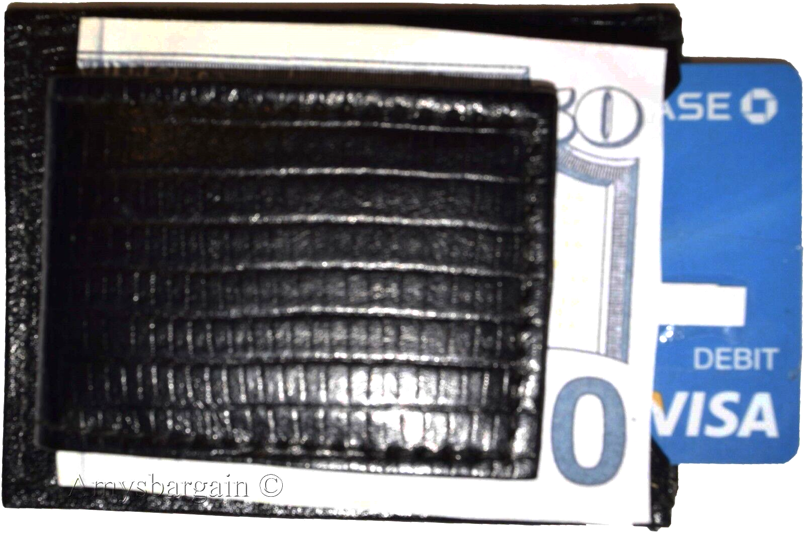 New Black Lizard skin printed leather money clip, Clip money, currency holder BN