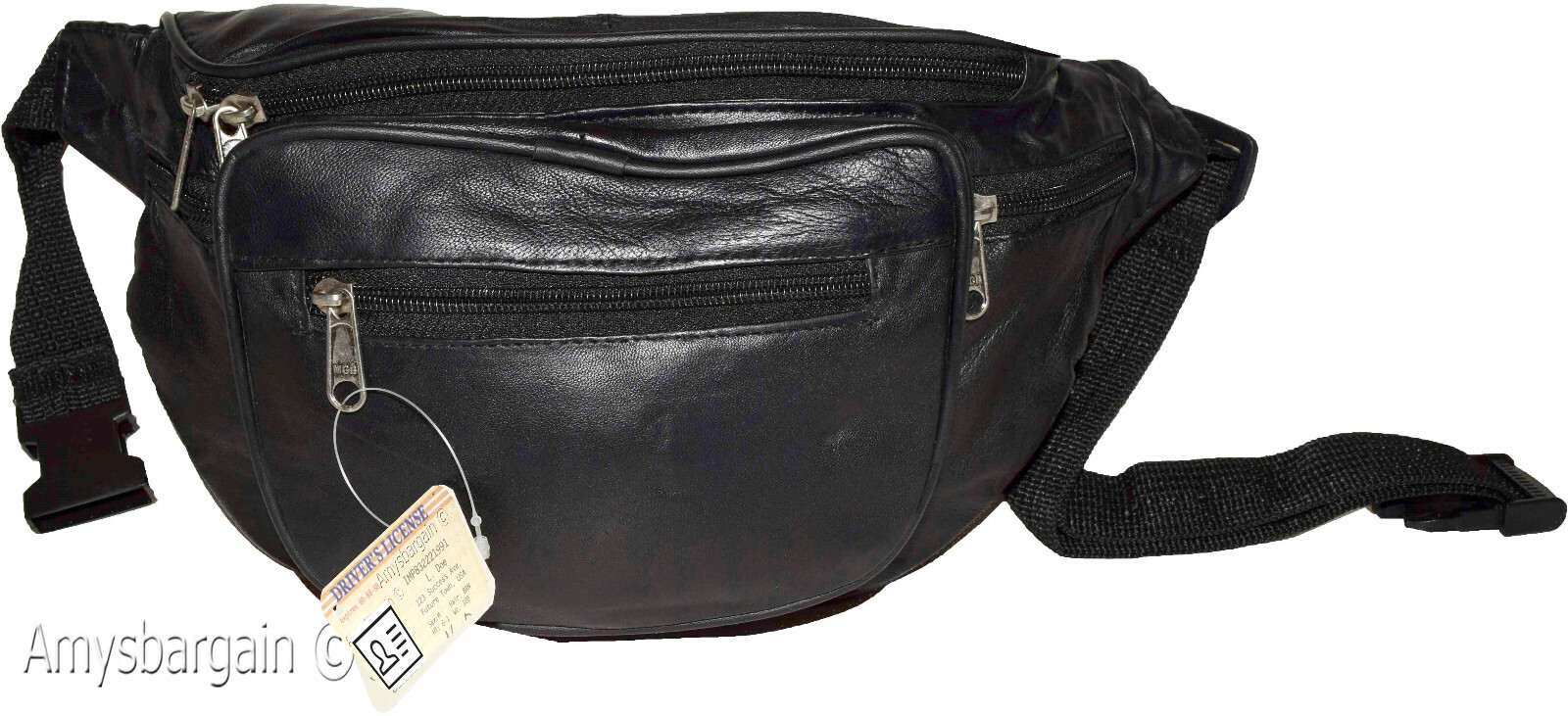 New Large Leather waist pouch. Black waist bag, leather bag, Jumbo Fanny pack BN - Image 11