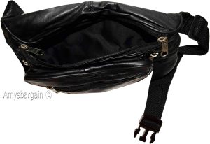 New Large Leather waist pouch. Black waist bag, leather bag, Jumbo Fanny pack BN - Image 12