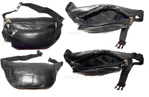 New Large Leather waist pouch. Black waist bag, leather bag, Jumbo Fanny pack BN - Image 3