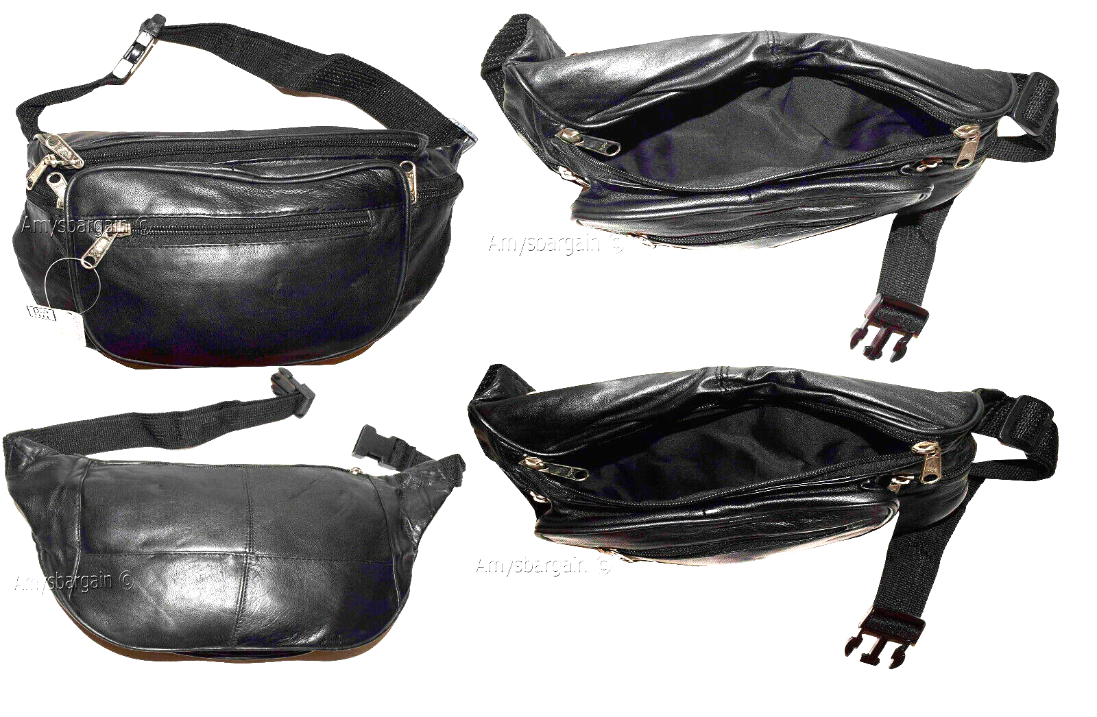 New Large Leather waist pouch. Black waist bag, leather bag, Jumbo Fanny pack BN - Image 3