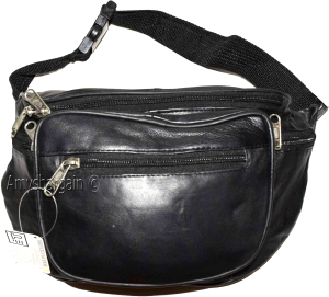 New Large Leather waist pouch. Black waist bag, leather bag, Jumbo Fanny pack BN - Image 4