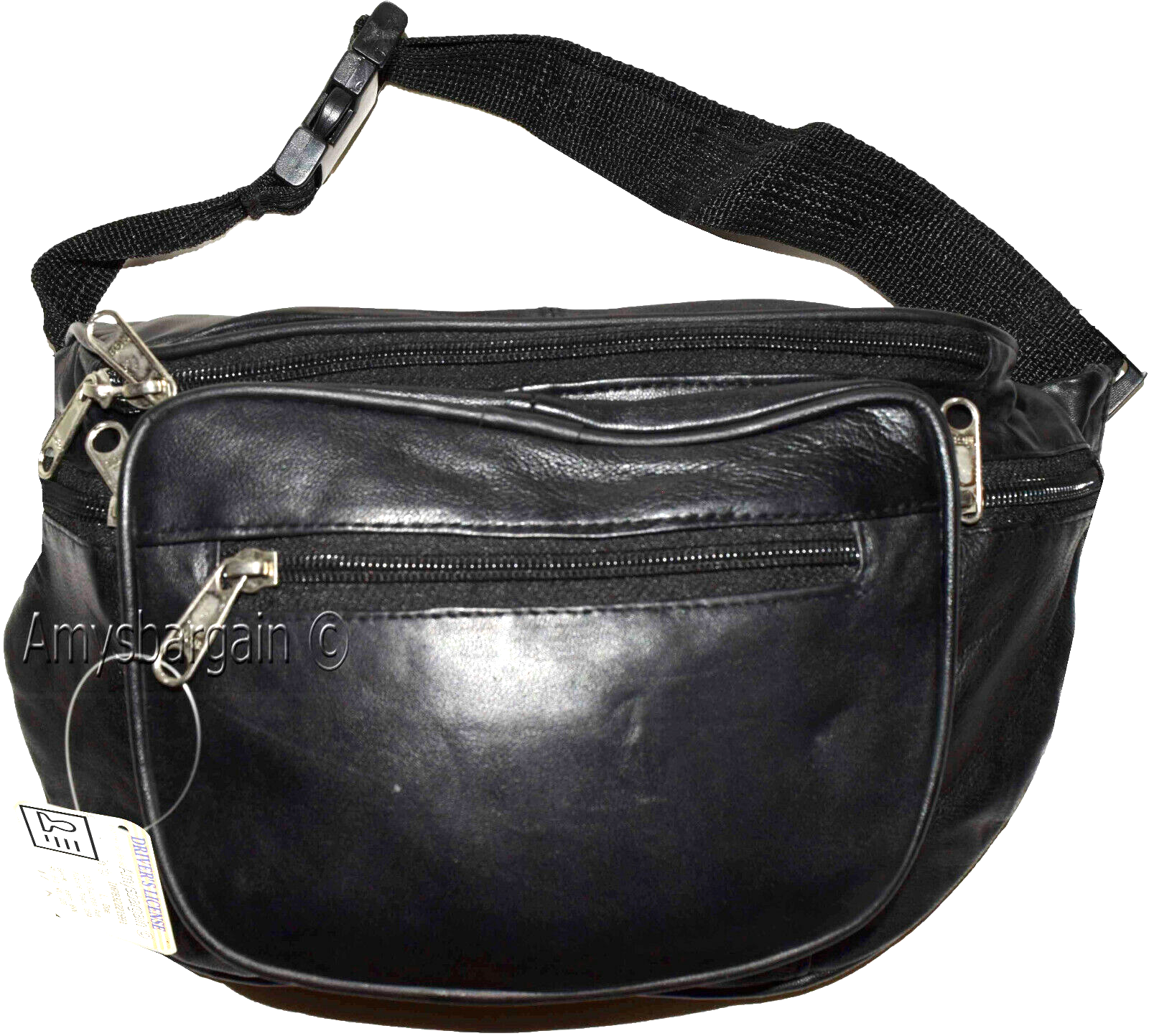 New Large Leather waist pouch. Black waist bag, leather bag, Jumbo Fanny pack BN - Image 4