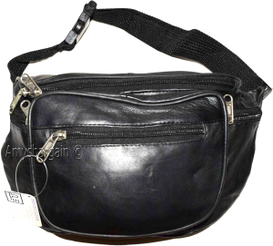 New Large Leather waist pouch. Black waist bag, leather bag, Jumbo Fanny pack BN - Image 5