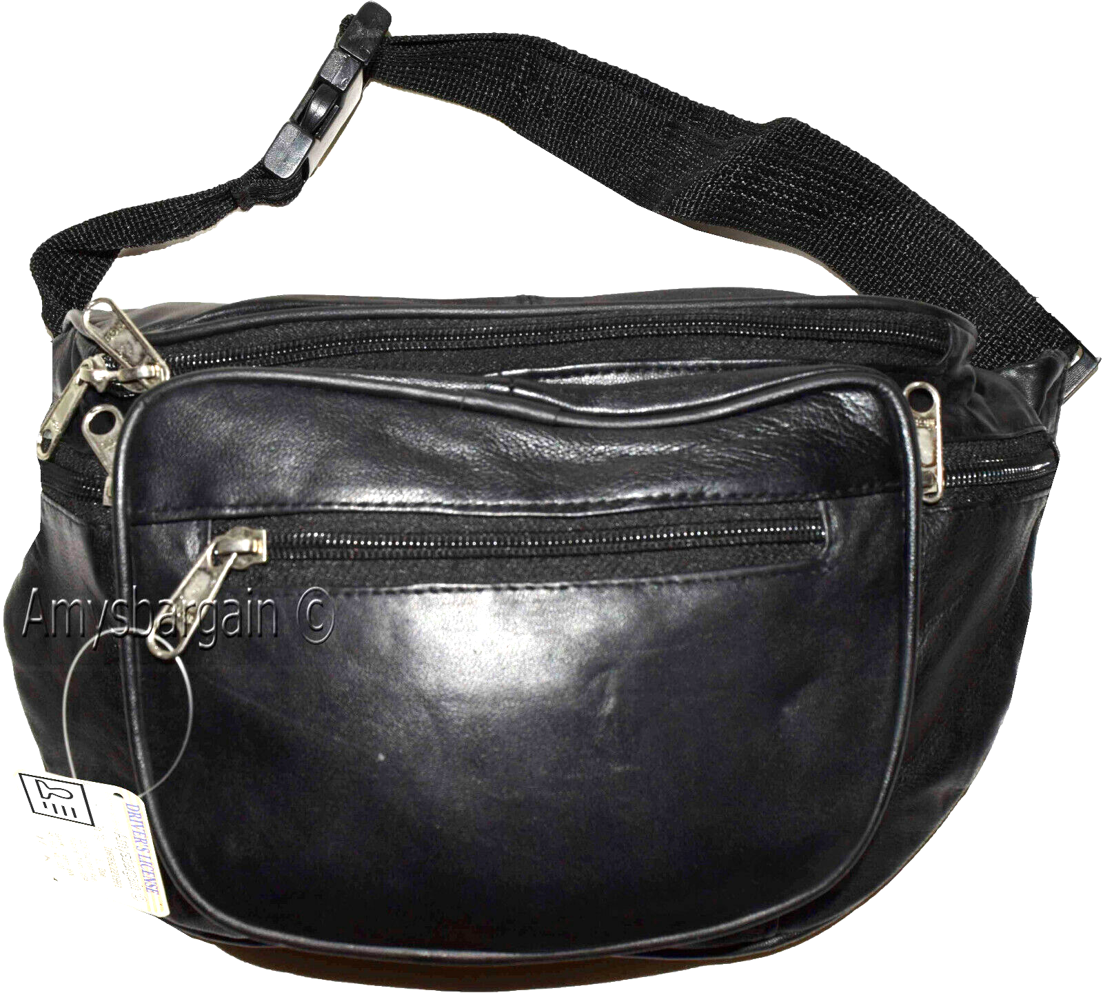 New Large Leather waist pouch. Black waist bag, leather bag, Jumbo Fanny pack BN - Image 5