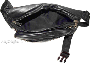 New Large Leather waist pouch. Black waist bag, leather bag, Jumbo Fanny pack BN - Image 6