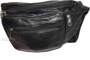 New Large Leather waist pouch. Black waist bag, leather bag, Jumbo Fanny pack BN - Image 7