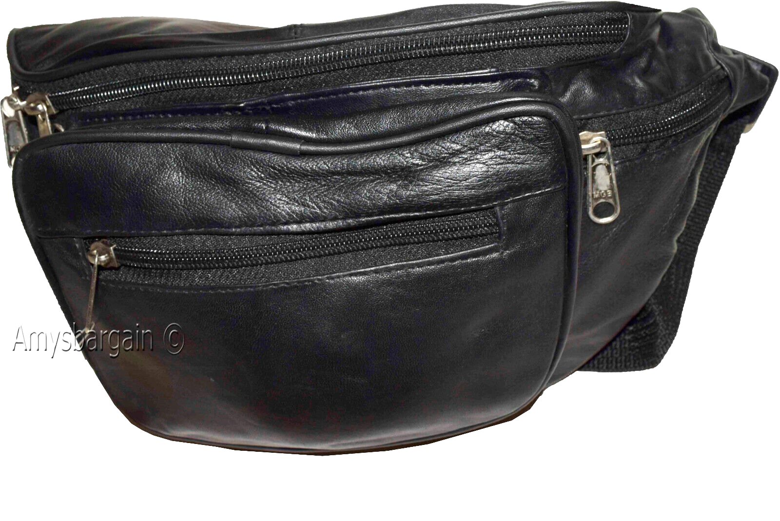 New Large Leather waist pouch. Black waist bag, leather bag, Jumbo Fanny pack BN - Image 7