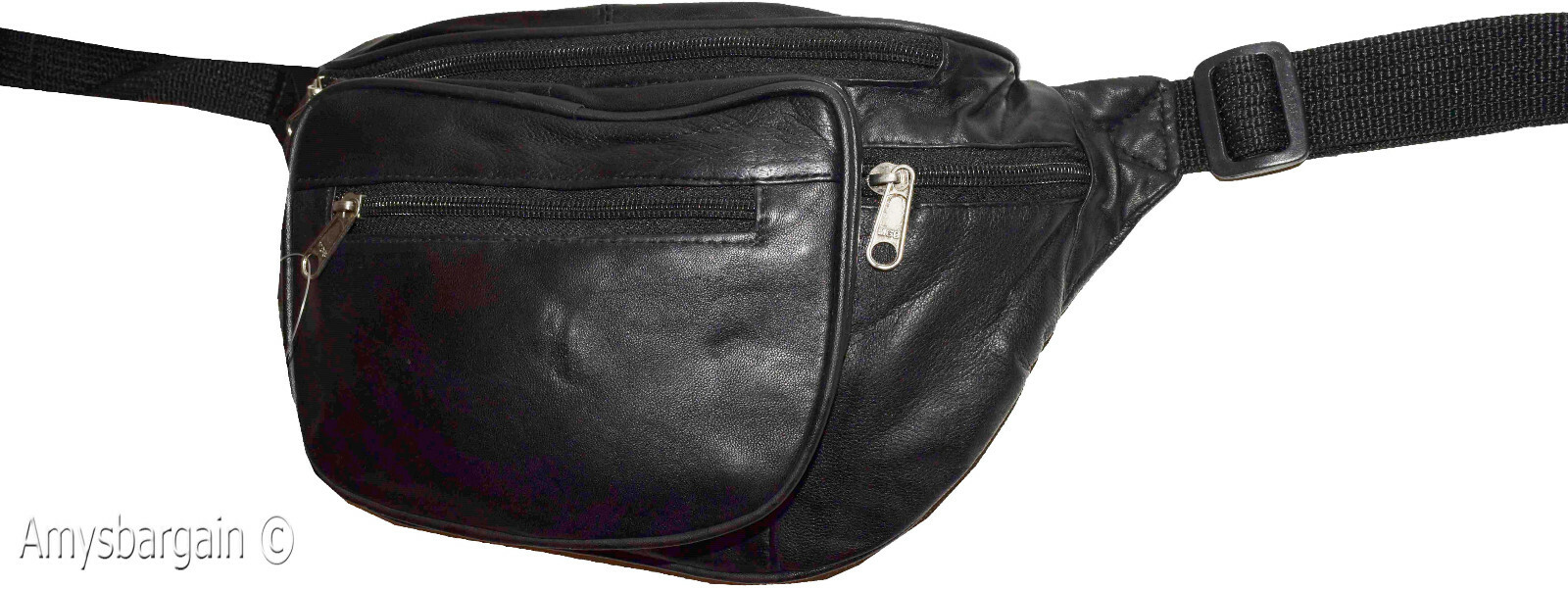 New Large Leather waist pouch. Black waist bag, leather bag, Jumbo Fanny pack BN - Image 8