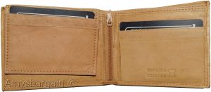 New Men's Bifold Genuine Leather Wallet Tan Wallet 2 Bill slots coin case bnwt - Image 11