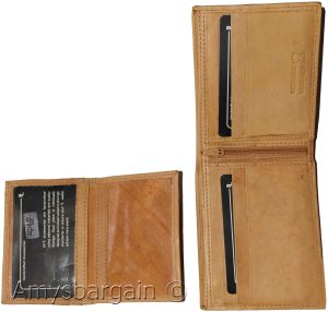 New Men's Bifold Genuine Leather Wallet Tan Wallet 2 Bill slots coin case bnwt - Image 12