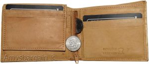 New Men's Bifold Genuine Leather Wallet Tan Wallet 2 Bill slots coin case bnwt - Image 3
