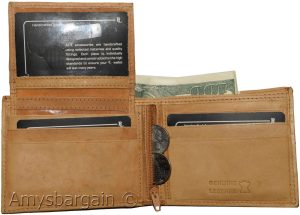 New Men's Bifold Genuine Leather Wallet Tan Wallet 2 Bill slots coin case bnwt - Image 5