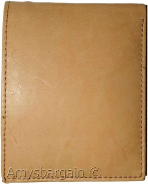 New Men's Bifold Genuine Leather Wallet Tan Wallet 2 Bill slots coin case bnwt - Image 6