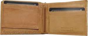 New Men's Bifold Genuine Leather Wallet Tan Wallet 2 Bill slots coin case bnwt - Image 7
