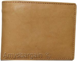 New Men's Bifold Genuine Leather Wallet Tan Wallet 2 Bill slots coin case bnwt - Image 8