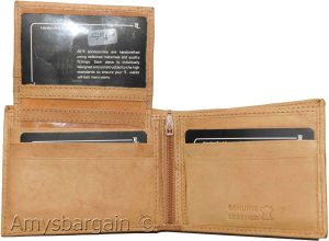 New Men's Bifold Genuine Leather Wallet Tan Wallet 2 Bill slots coin case bnwt - Image 9