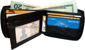 New Men's zip around Leather Wallet 9 Card Holder ID window new Billfold Wallet