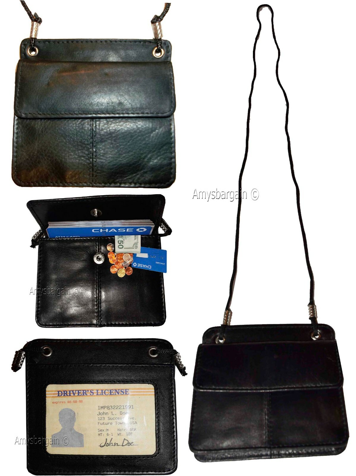 New Women's Neck String Travel Neck Pouch Wallet ID biz new Credit Card case