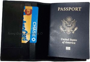 New leather passport plus credit ATM debit card spaces fits International pp BN - Image 11
