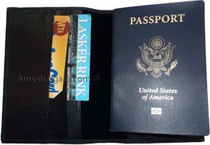 New leather passport plus credit ATM debit card spaces fits International pp BN - Image 3