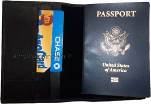 New leather passport plus credit ATM debit card spaces fits International pp BN - Image 10