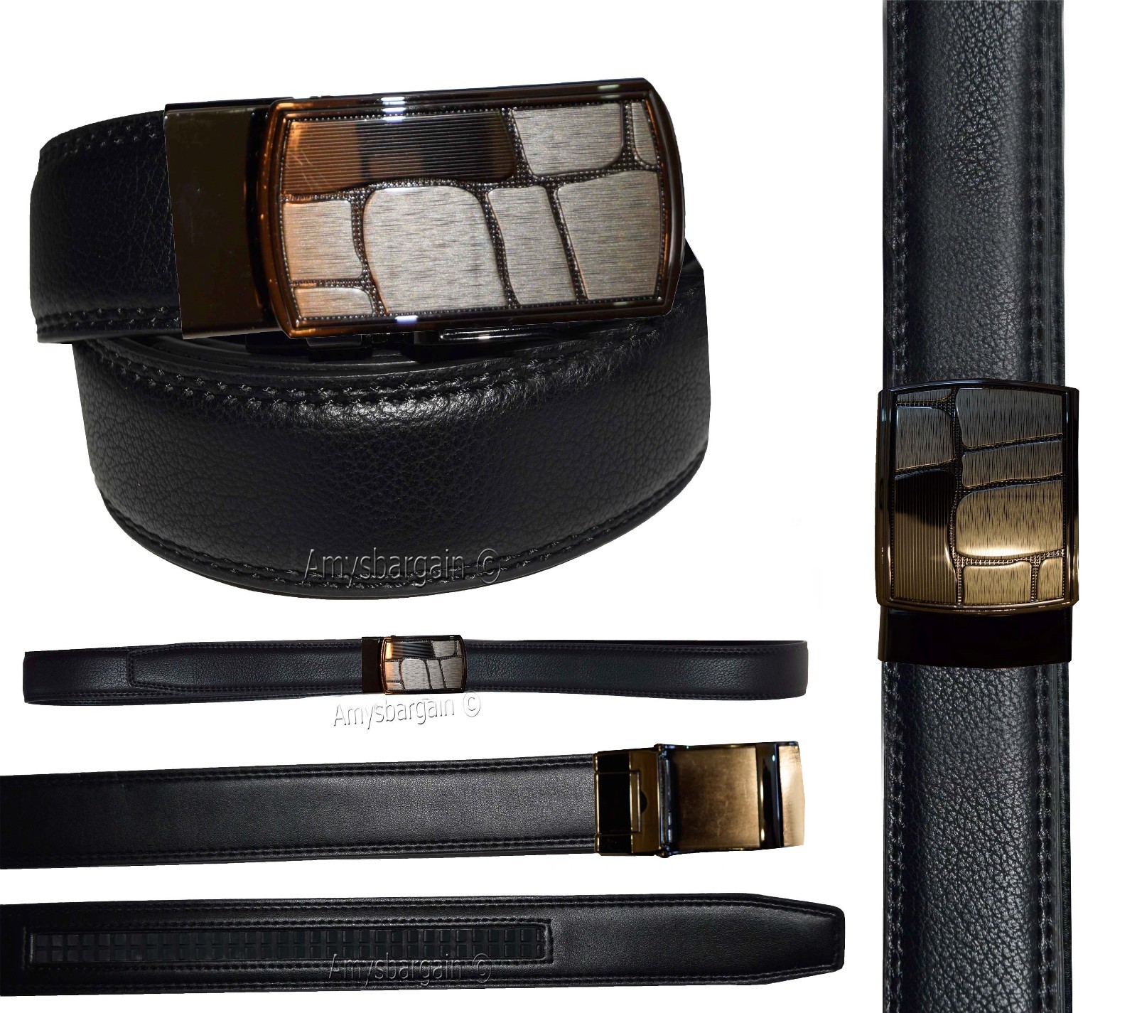 Men's belt. Genuine Leather Dress/Casual Belt Quick lock Micro adjust up to 43” - Image 14