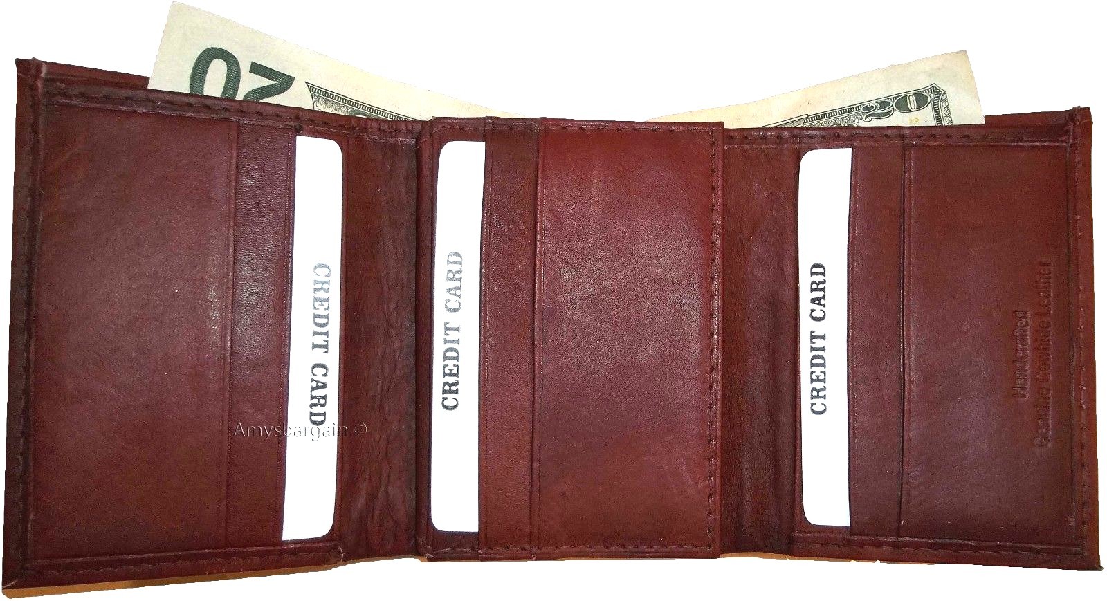 man's wallet leather trifold 12 credit card 2 bill slots black brown tan cognac - Image 15