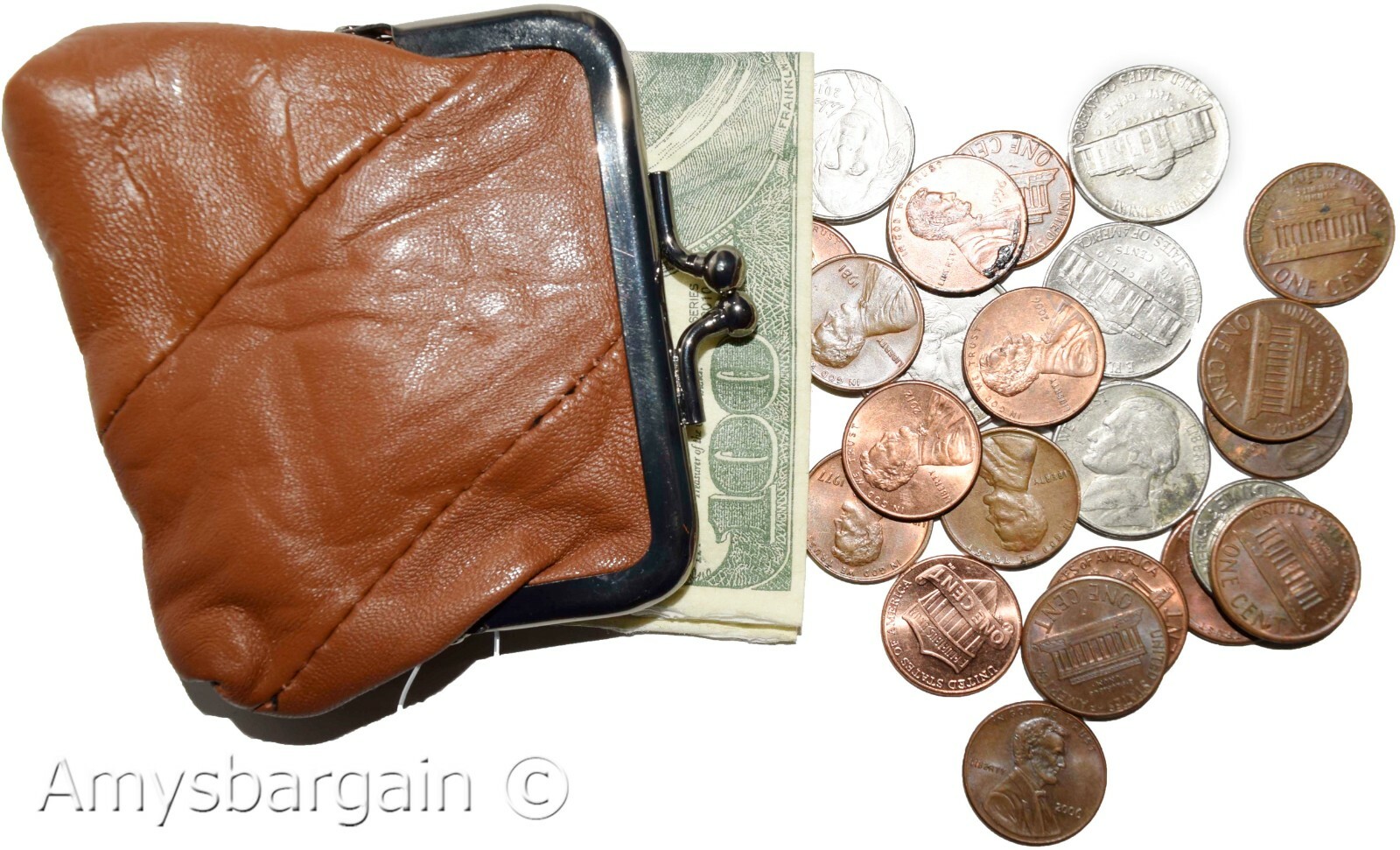 Women's Leather Change Purse mini coin purse coin Wallet bag change case brn new - Image 5