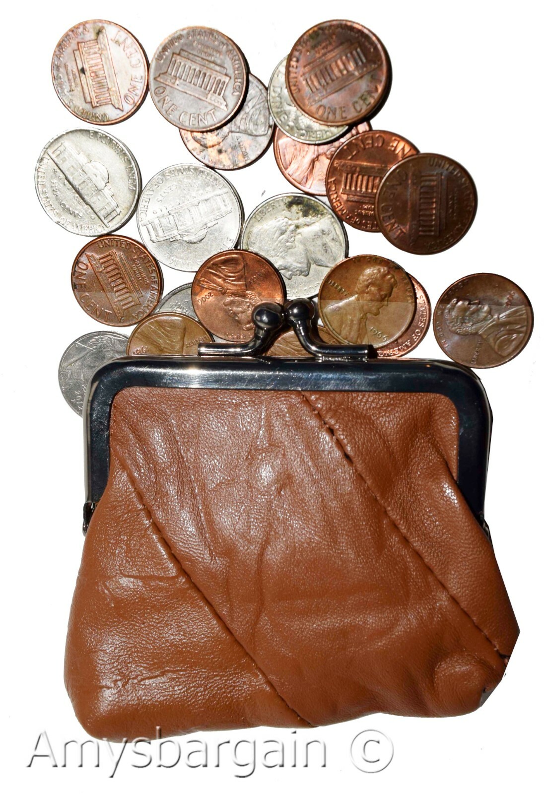 Women's Leather Change Purse mini coin purse coin Wallet bag change case brn new