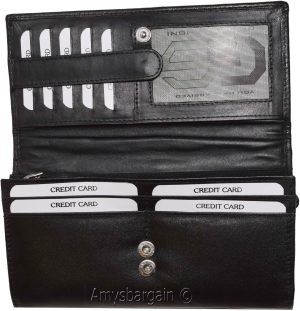 Women's checkbook wallet, Black Unbranded leather 18 card Ladies Checkbook case - Image 11