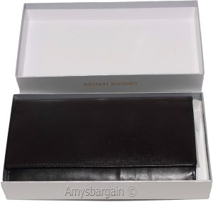 Women's checkbook wallet, Black Unbranded leather 18 card Ladies Checkbook case - Image 3