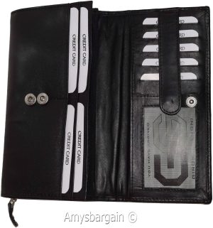Women's checkbook wallet, Black Unbranded leather 18 card Ladies Checkbook case - Image 6