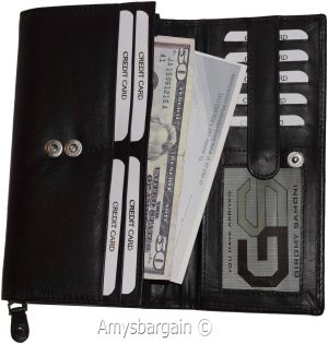 Women's checkbook wallet, Black Unbranded leather 18 card Ladies Checkbook case - Image 10