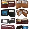 Zip around Man's Leather wallet 9 card, ID, 2 Billfolds wallet for men.New #86