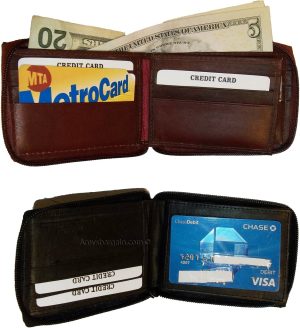 Zip around Man's Leather wallet 9 card, ID, 2 Billfolds wallet for men.New #86 - Image 4
